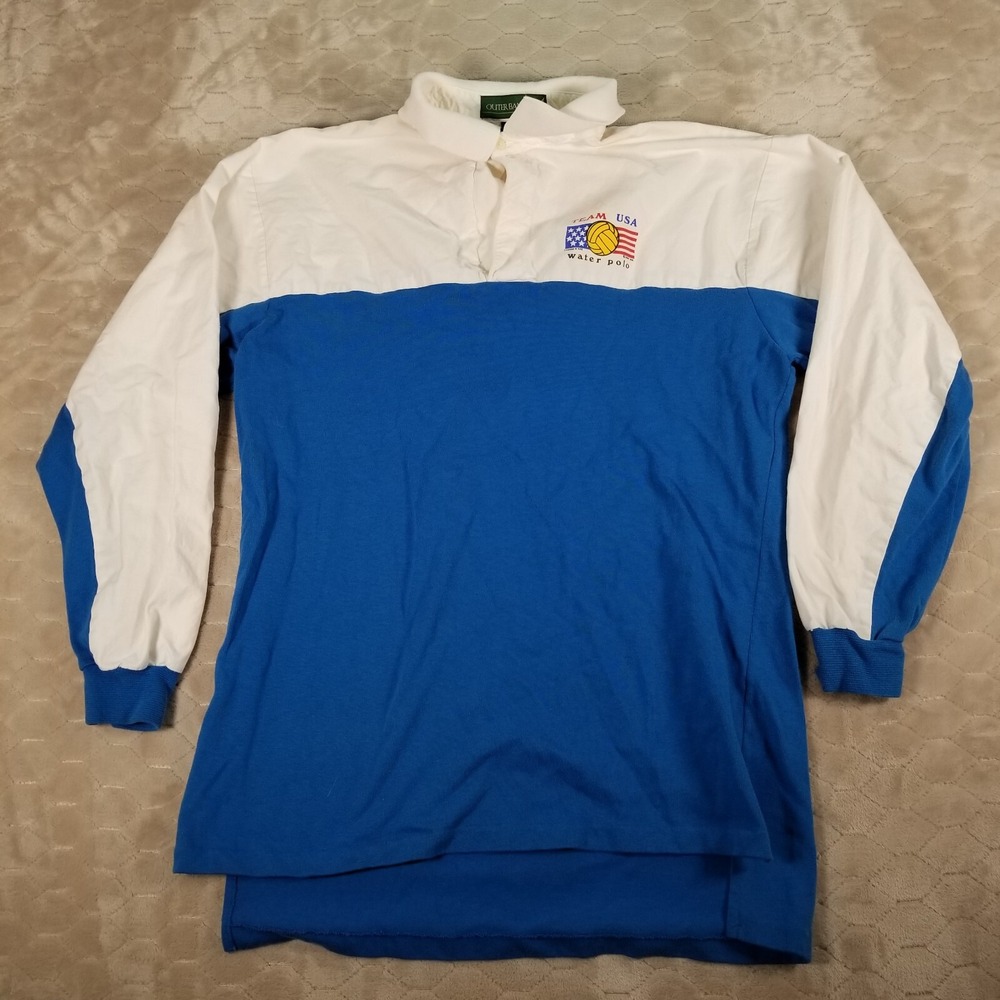 VTG Team USA Water Polo Outer Banks Rugby Polo Shirt Sz XL USA Made 80s RARE